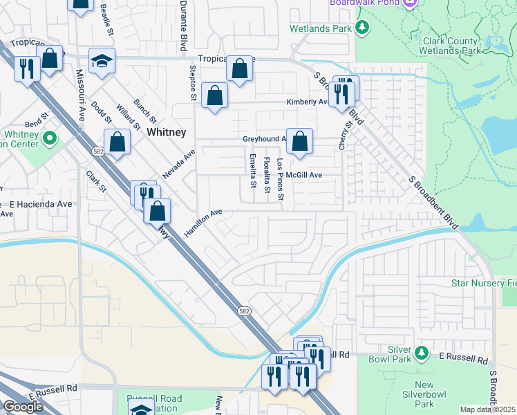 map of restaurants, bars, coffee shops, grocery stores, and more near 6311 Felicitas Avenue in Las Vegas