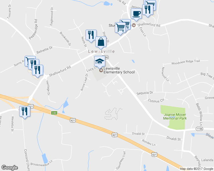 map of restaurants, bars, coffee shops, grocery stores, and more near 906 Brookway West Drive in Lewisville