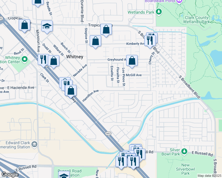 map of restaurants, bars, coffee shops, grocery stores, and more near 6287 Felicitas Avenue in Las Vegas