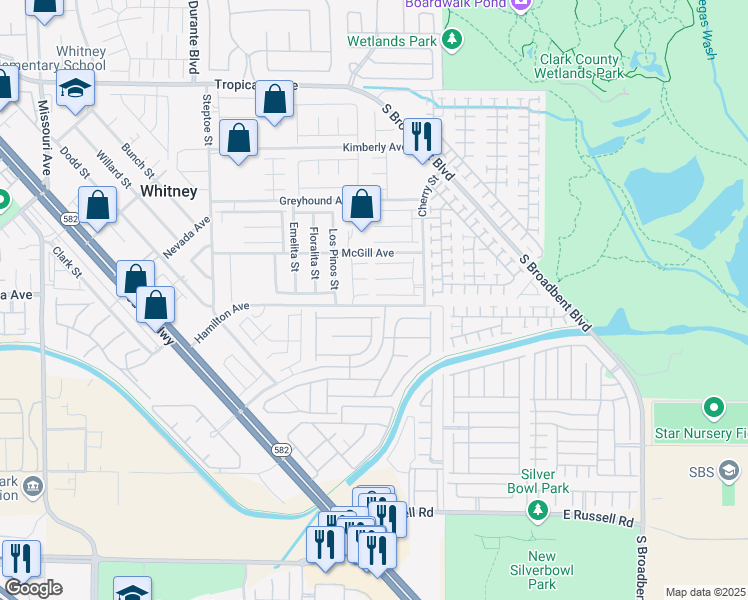 map of restaurants, bars, coffee shops, grocery stores, and more near 6455 Chettle House Ln in Las Vegas