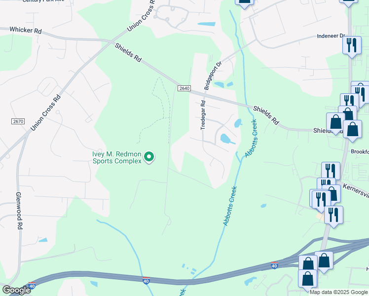 map of restaurants, bars, coffee shops, grocery stores, and more near 673 Beeson Road in Kernersville