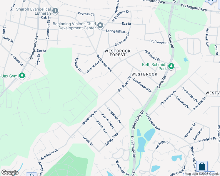 map of restaurants, bars, coffee shops, grocery stores, and more near 600 Brookfield Drive in Gibsonville