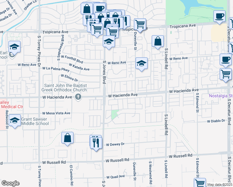 map of restaurants, bars, coffee shops, grocery stores, and more near 5975 Sunlight Garden Way in Las Vegas