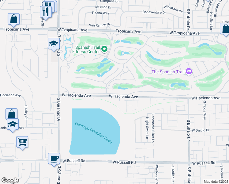 map of restaurants, bars, coffee shops, grocery stores, and more near 14 Innisbrook Avenue in Las Vegas