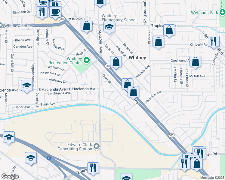map of restaurants, bars, coffee shops, grocery stores, and more near 5796 Ambassador Avenue in Las Vegas