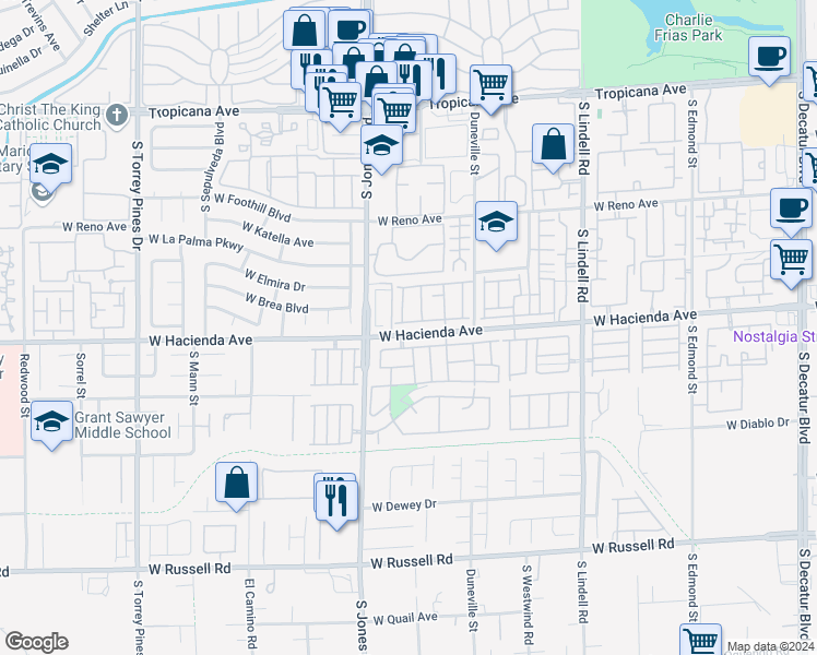 map of restaurants, bars, coffee shops, grocery stores, and more near 5975 Sunlight Garden Way in Las Vegas
