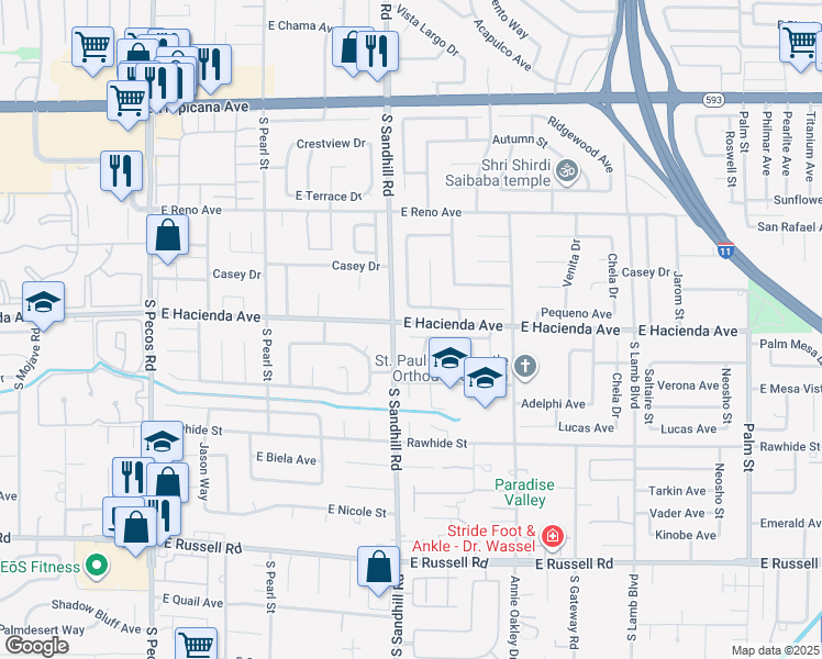 map of restaurants, bars, coffee shops, grocery stores, and more near 3838 Boca Grande Avenue in Las Vegas