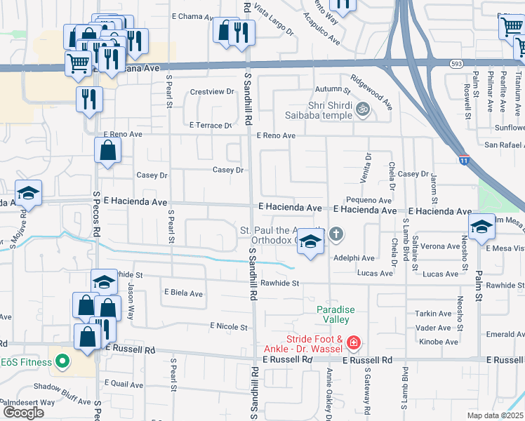 map of restaurants, bars, coffee shops, grocery stores, and more near 3838 Boca Grande Avenue in Las Vegas