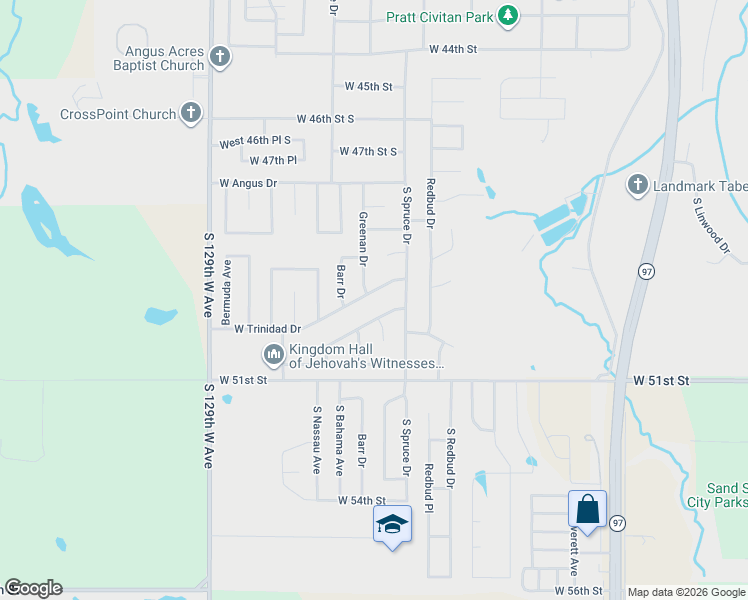 map of restaurants, bars, coffee shops, grocery stores, and more near 410 West Trinidad Drive in Sand Springs