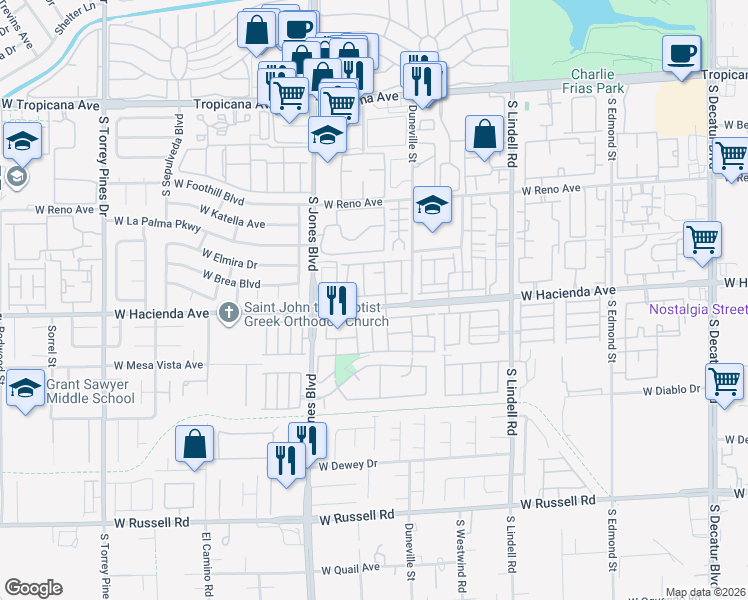 map of restaurants, bars, coffee shops, grocery stores, and more near 5923 Sunlight Garden Way in Las Vegas