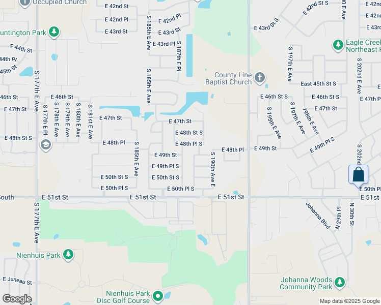 map of restaurants, bars, coffee shops, grocery stores, and more near 18905 East 49th Street in Tulsa