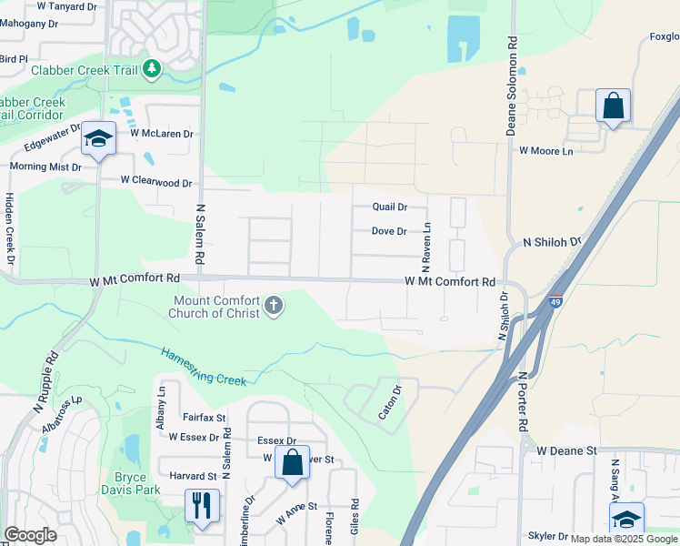 map of restaurants, bars, coffee shops, grocery stores, and more near 2996 West Mount Comfort Road in Fayetteville
