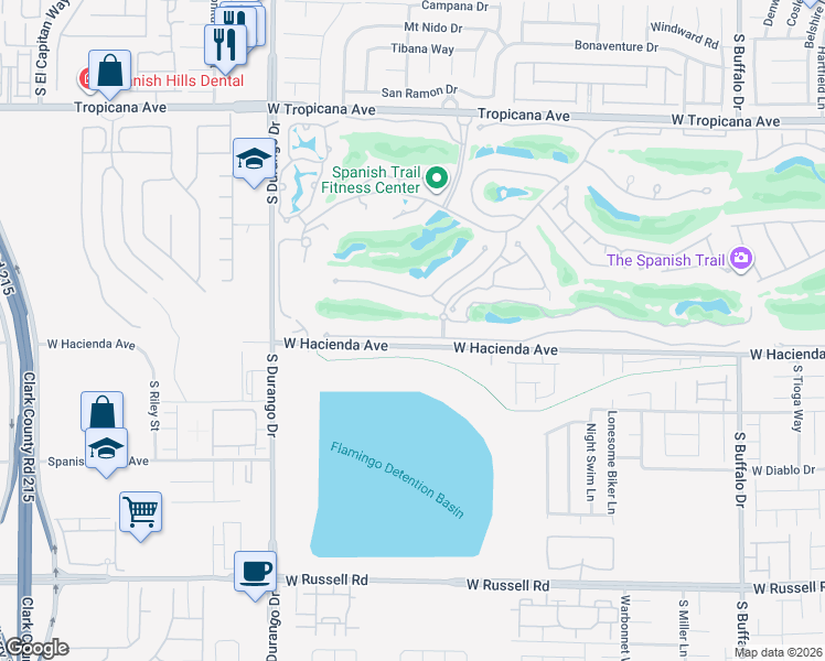 map of restaurants, bars, coffee shops, grocery stores, and more near 74 Innisbrook Avenue in Las Vegas