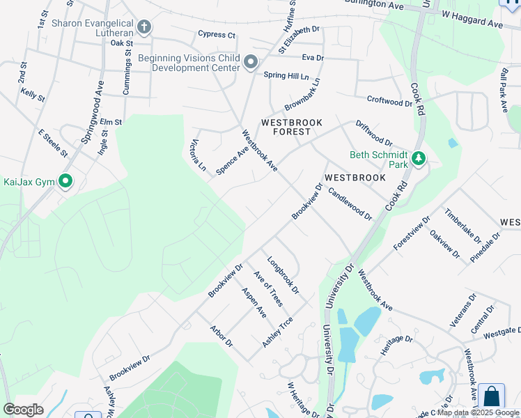 map of restaurants, bars, coffee shops, grocery stores, and more near 603 Brookfield Drive in Gibsonville