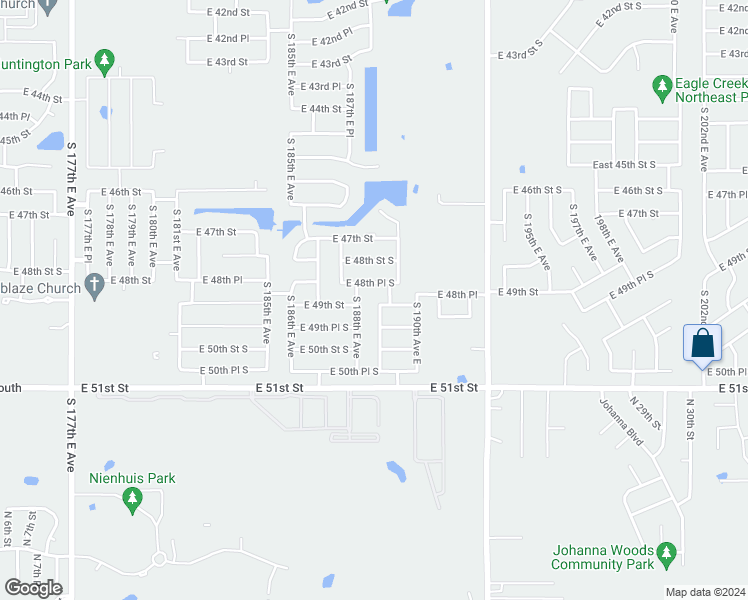 map of restaurants, bars, coffee shops, grocery stores, and more near 18905 East 49th Street in Tulsa