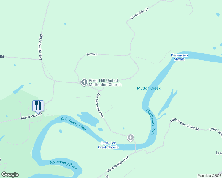 map of restaurants, bars, coffee shops, grocery stores, and more near 2870 Sunnyside Road in Greeneville