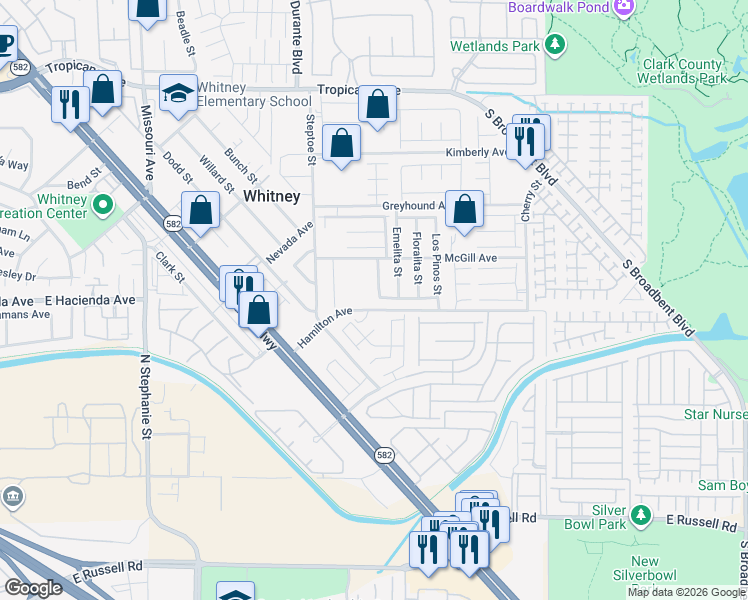 map of restaurants, bars, coffee shops, grocery stores, and more near 5319 Jacala Street in Las Vegas