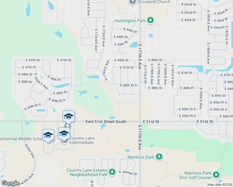 map of restaurants, bars, coffee shops, grocery stores, and more near 17403 East 49th Street in Tulsa