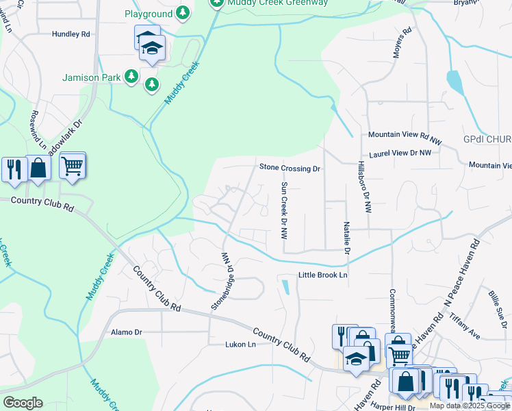 map of restaurants, bars, coffee shops, grocery stores, and more near 798 Meadowstone Drive in Winston-Salem