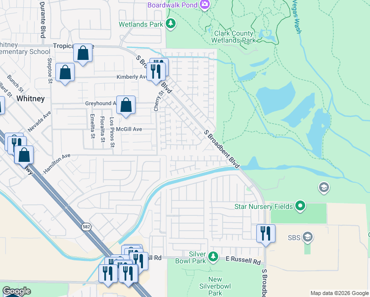 map of restaurants, bars, coffee shops, grocery stores, and more near 6693 Diamond Care Drive in Las Vegas