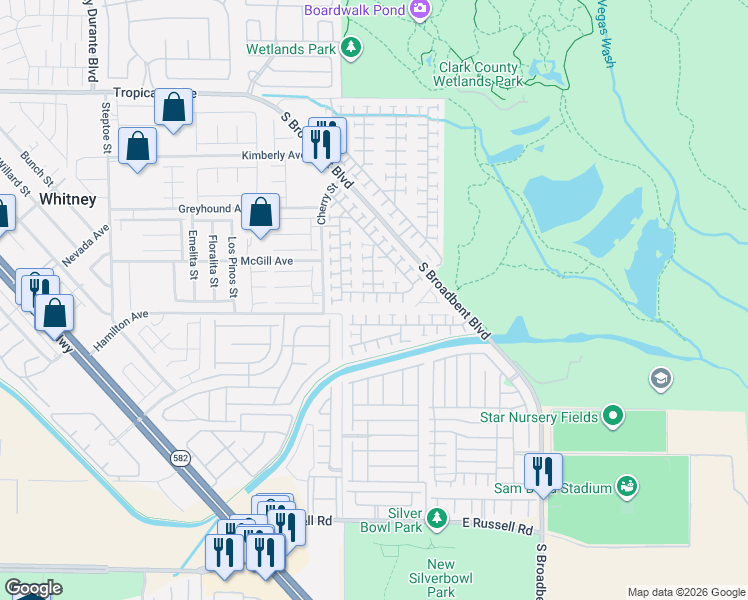 map of restaurants, bars, coffee shops, grocery stores, and more near 6681 Diamond Care Drive in Las Vegas