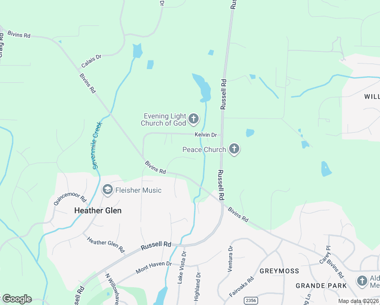 map of restaurants, bars, coffee shops, grocery stores, and more near 121 Misty Ridge Road in Durham