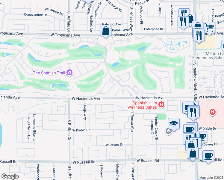 map of restaurants, bars, coffee shops, grocery stores, and more near 56 Sawgrass Court in Las Vegas