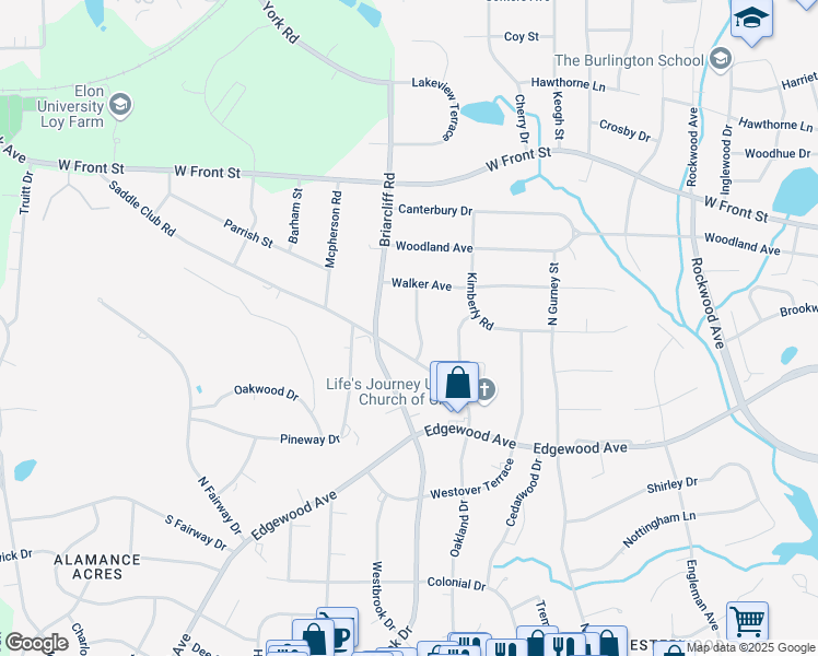 map of restaurants, bars, coffee shops, grocery stores, and more near 1018 Valleydale Drive in Burlington
