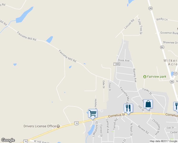 map of restaurants, bars, coffee shops, grocery stores, and more near 700 Faucette Mill Road in Hillsborough