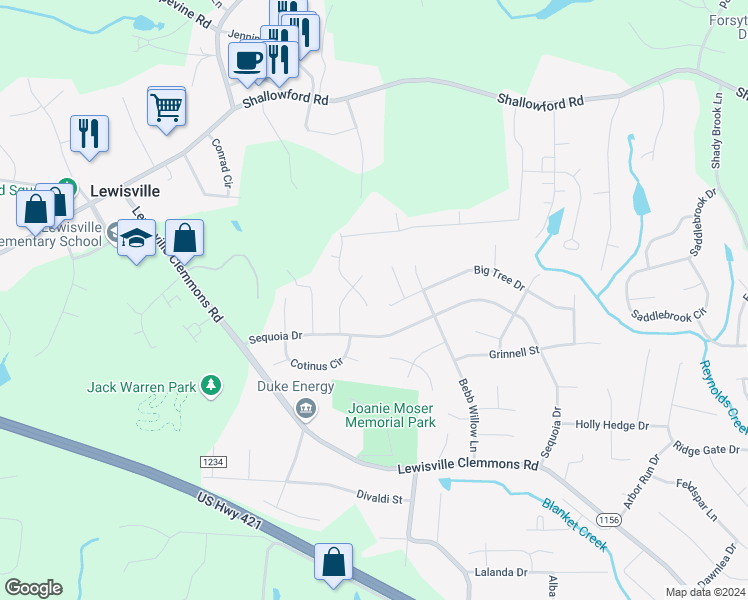 map of restaurants, bars, coffee shops, grocery stores, and more near 1015 Norwood Lane in Lewisville