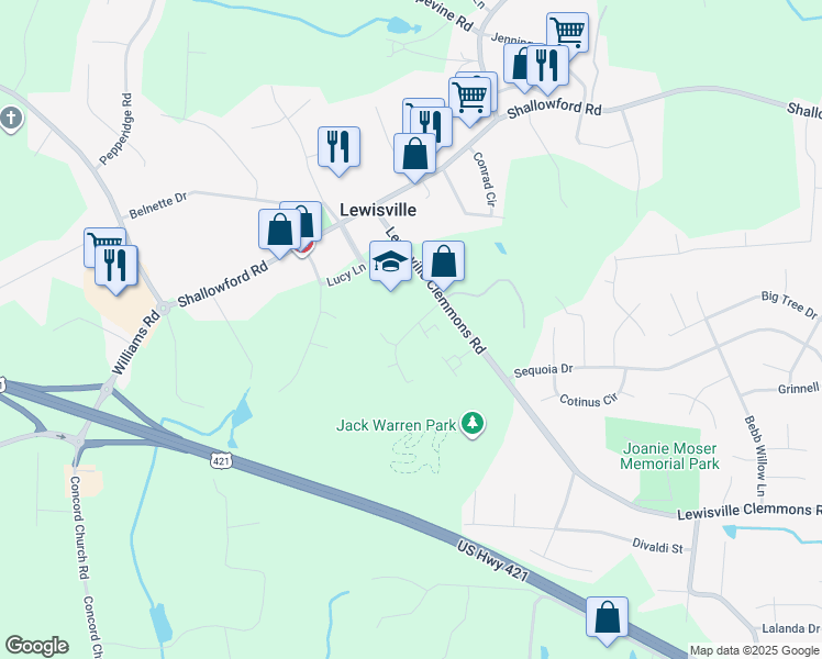 map of restaurants, bars, coffee shops, grocery stores, and more near 731 Brookway West Drive in Lewisville
