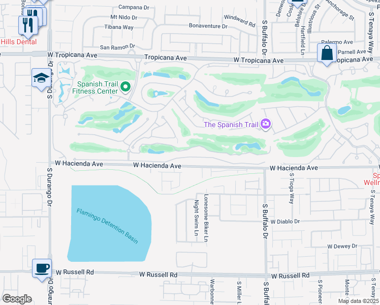 map of restaurants, bars, coffee shops, grocery stores, and more near 34 Innisbrook Avenue in Las Vegas