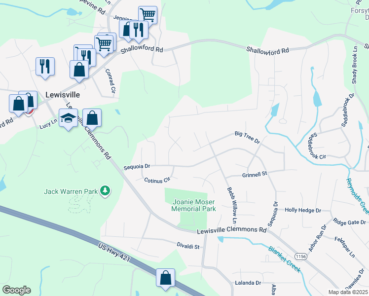 map of restaurants, bars, coffee shops, grocery stores, and more near 1015 Norwood Lane in Lewisville