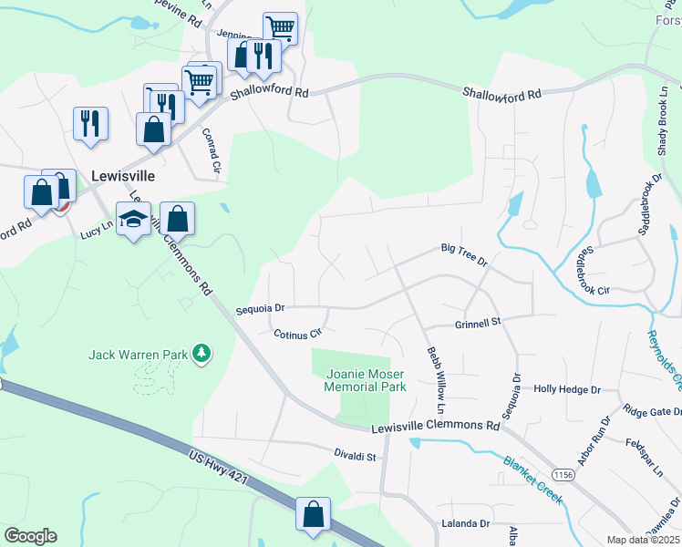 map of restaurants, bars, coffee shops, grocery stores, and more near 1023 Norwood Lane in Lewisville