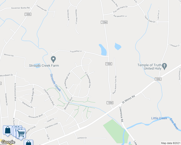 map of restaurants, bars, coffee shops, grocery stores, and more near 507 Rollesby Court in Hillsborough
