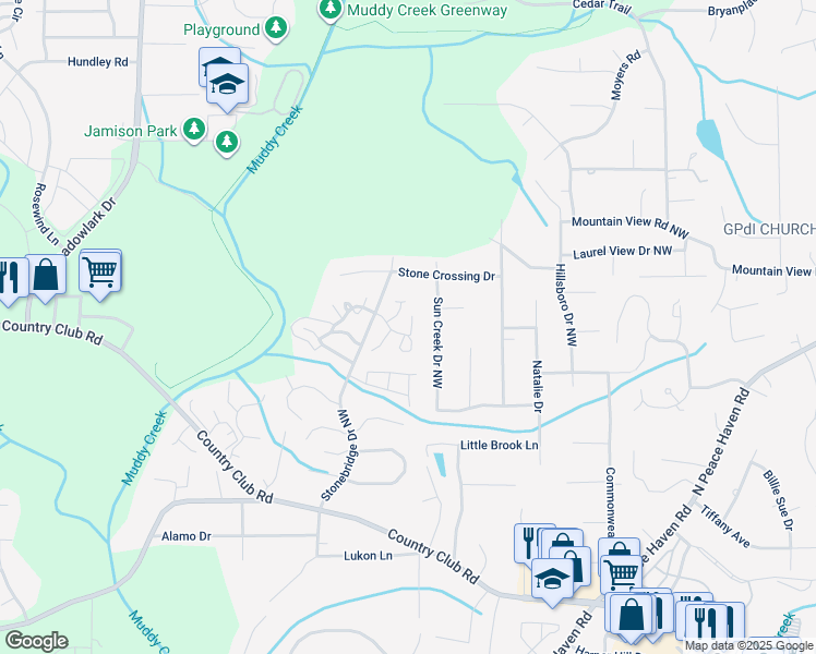 map of restaurants, bars, coffee shops, grocery stores, and more near 960 Heatherstone Drive in Winston-Salem