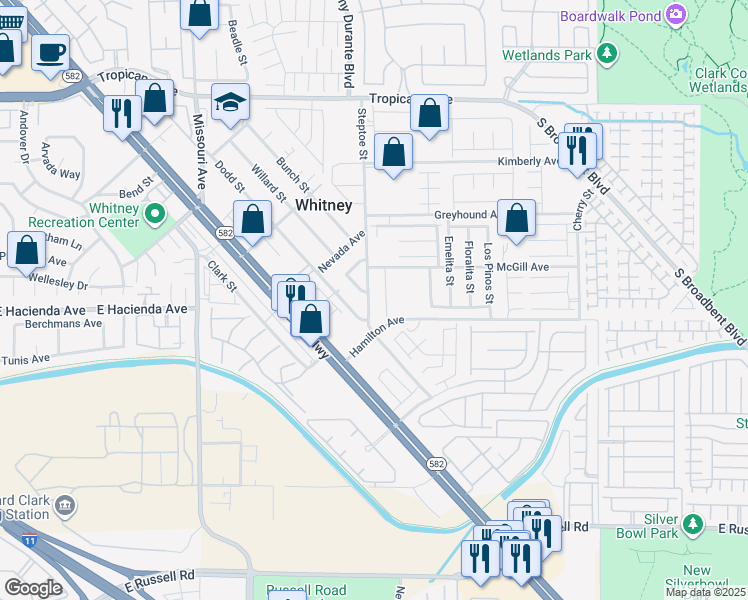 map of restaurants, bars, coffee shops, grocery stores, and more near 5276 Steptoe Street in Las Vegas