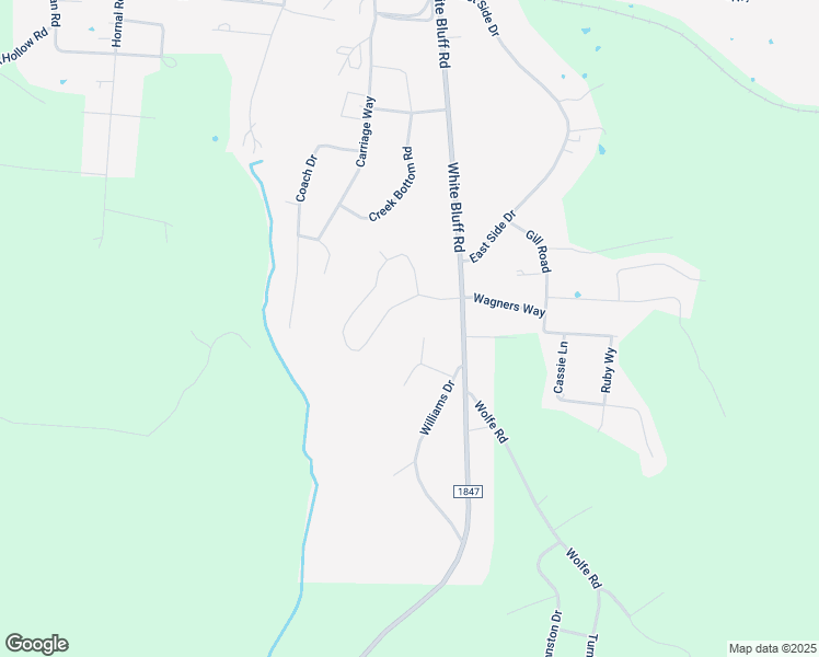 map of restaurants, bars, coffee shops, grocery stores, and more near 203 Polar Court in White Bluff