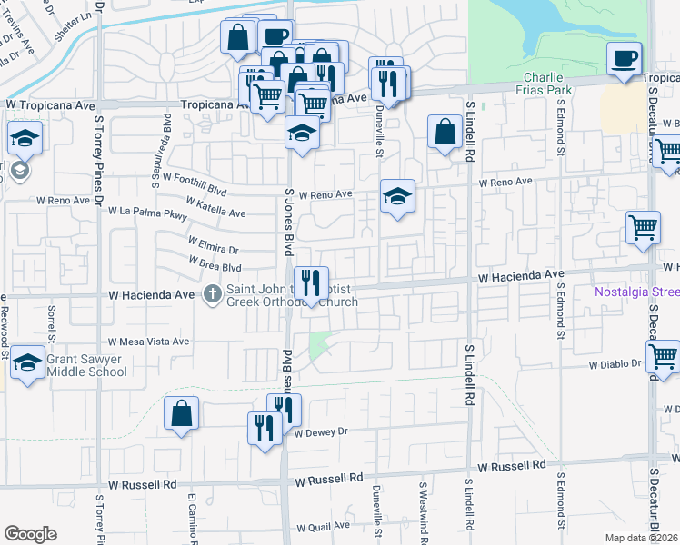 map of restaurants, bars, coffee shops, grocery stores, and more near 5923 Sunlight Garden Way in Las Vegas