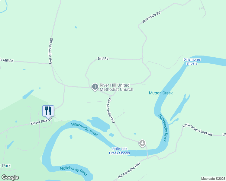 map of restaurants, bars, coffee shops, grocery stores, and more near 2870 Sunnyside Road in Greeneville