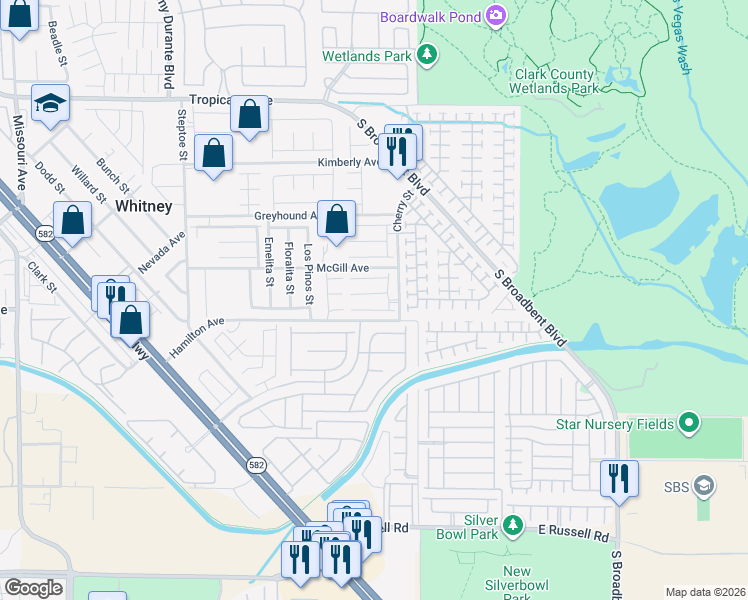 map of restaurants, bars, coffee shops, grocery stores, and more near 6503 Holyrod Park Court in Las Vegas