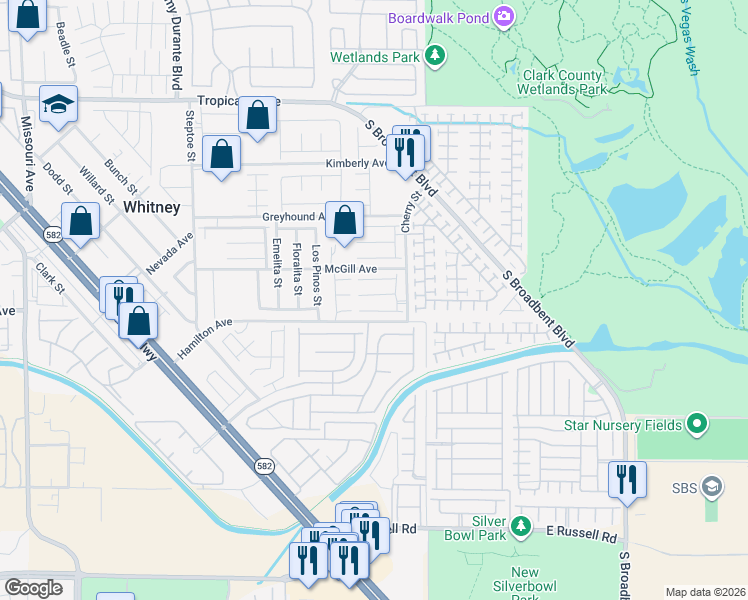 map of restaurants, bars, coffee shops, grocery stores, and more near 6489 Holyrod Park Court in Las Vegas