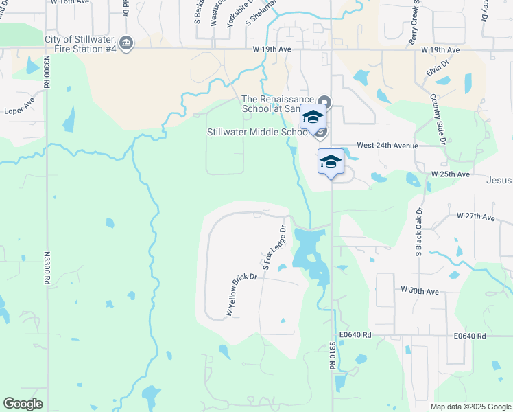 map of restaurants, bars, coffee shops, grocery stores, and more near 9 West Yellow Brick Drive in Stillwater