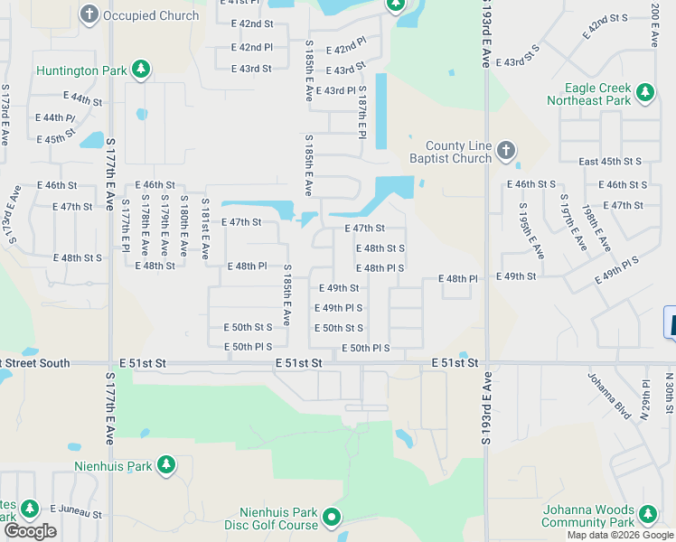 map of restaurants, bars, coffee shops, grocery stores, and more near 4831 South 187th East Avenue in Tulsa