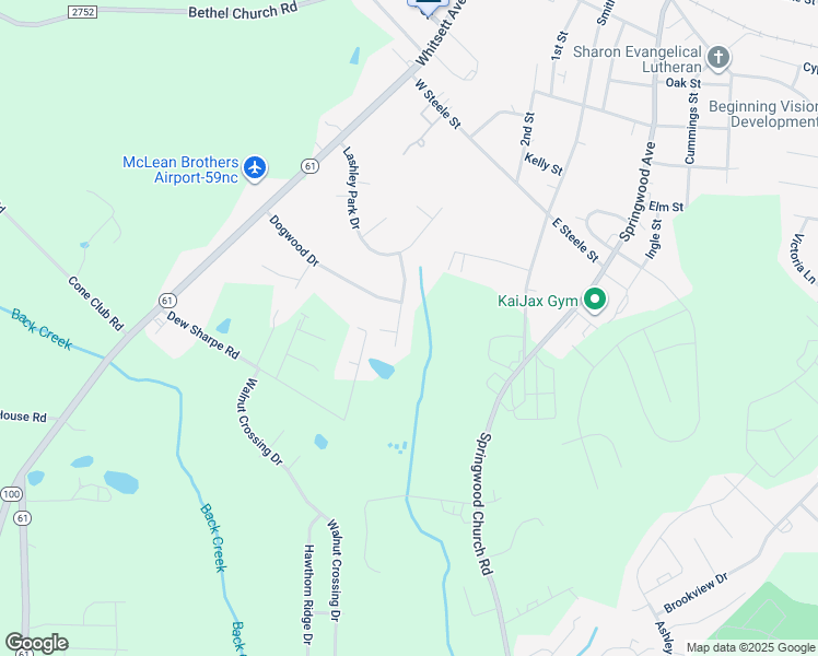 map of restaurants, bars, coffee shops, grocery stores, and more near 402 Ambler Road in Gibsonville