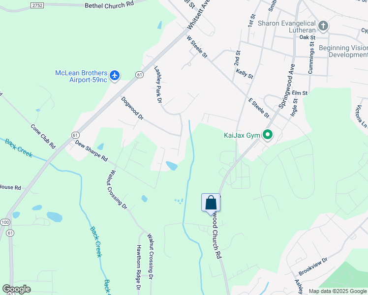 map of restaurants, bars, coffee shops, grocery stores, and more near 402 Ambler Road in Gibsonville