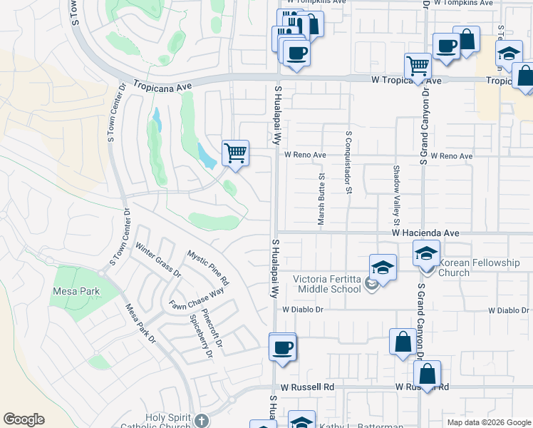 map of restaurants, bars, coffee shops, grocery stores, and more near 5267 Progresso Street in Las Vegas