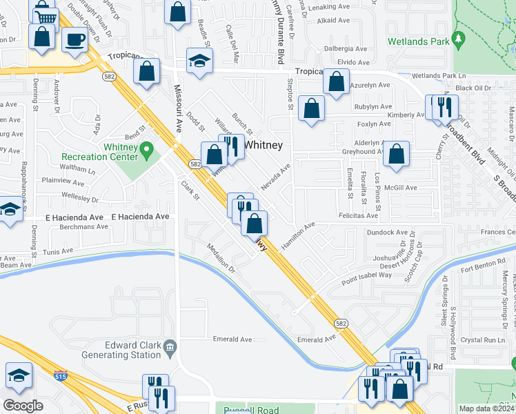 map of restaurants, bars, coffee shops, grocery stores, and more near 6017 Boulder Highway in Las Vegas