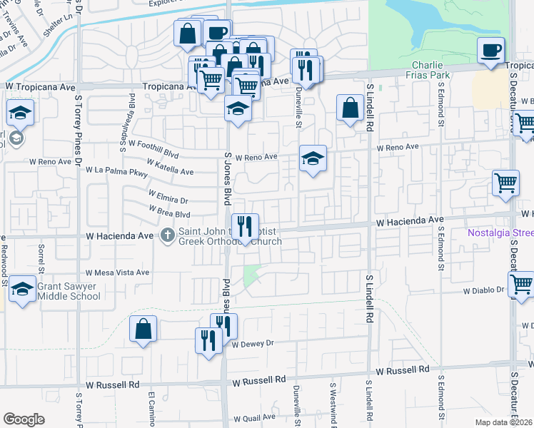 map of restaurants, bars, coffee shops, grocery stores, and more near 5923 Sunlight Garden Way in Las Vegas