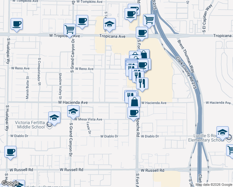 map of restaurants, bars, coffee shops, grocery stores, and more near 9543 Camelback Peak Court in Las Vegas